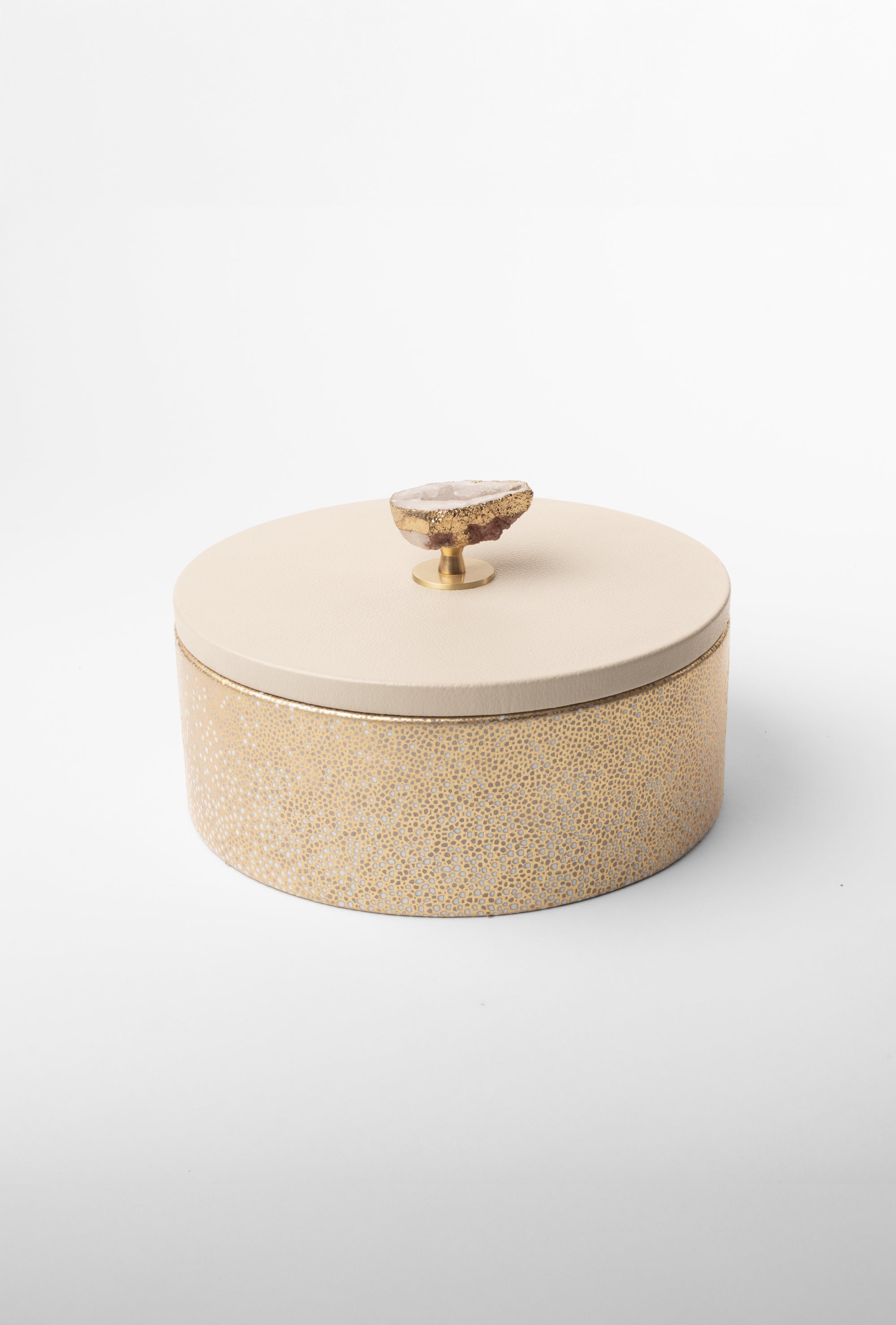 Gilded Alabaster Round Decorative Box