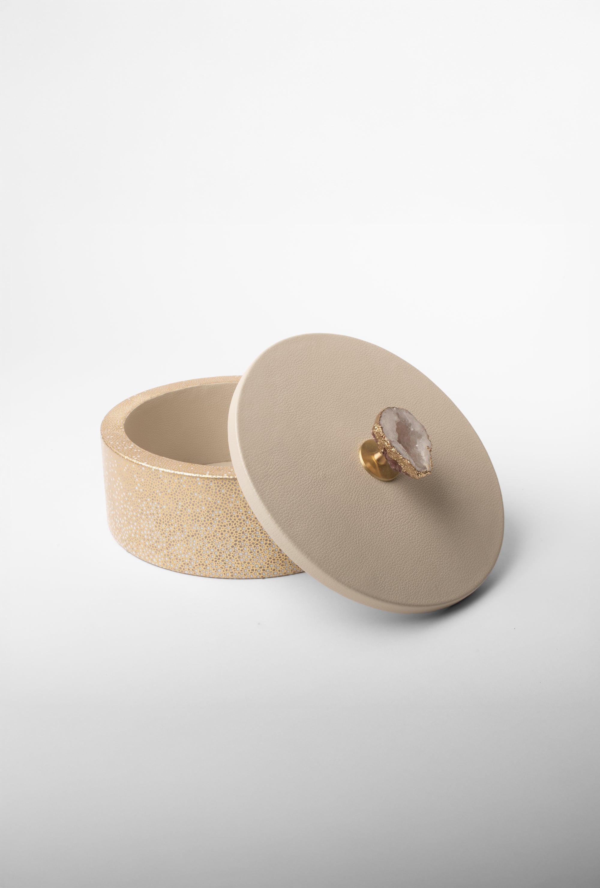 Gilded Alabaster Round Decorative Box