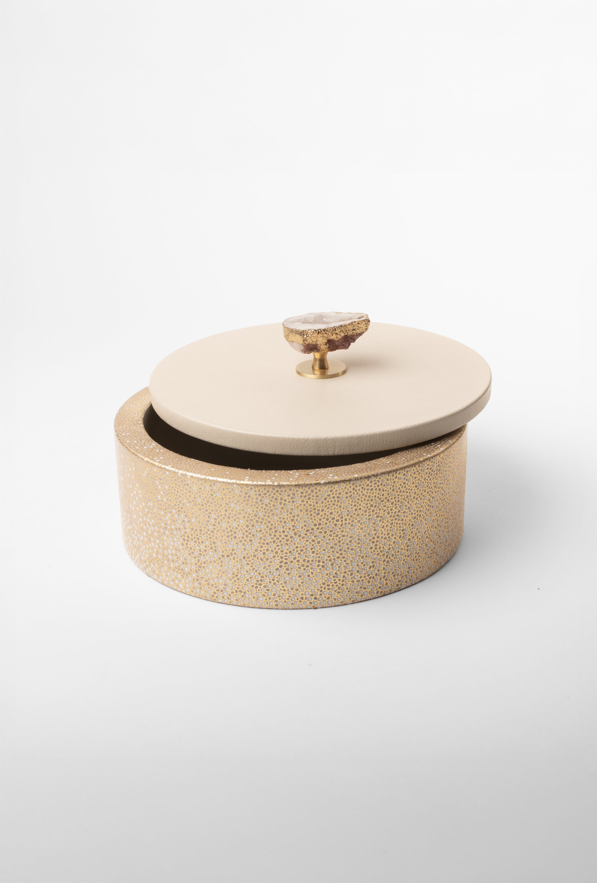 Gilded Alabaster Round Decorative Box