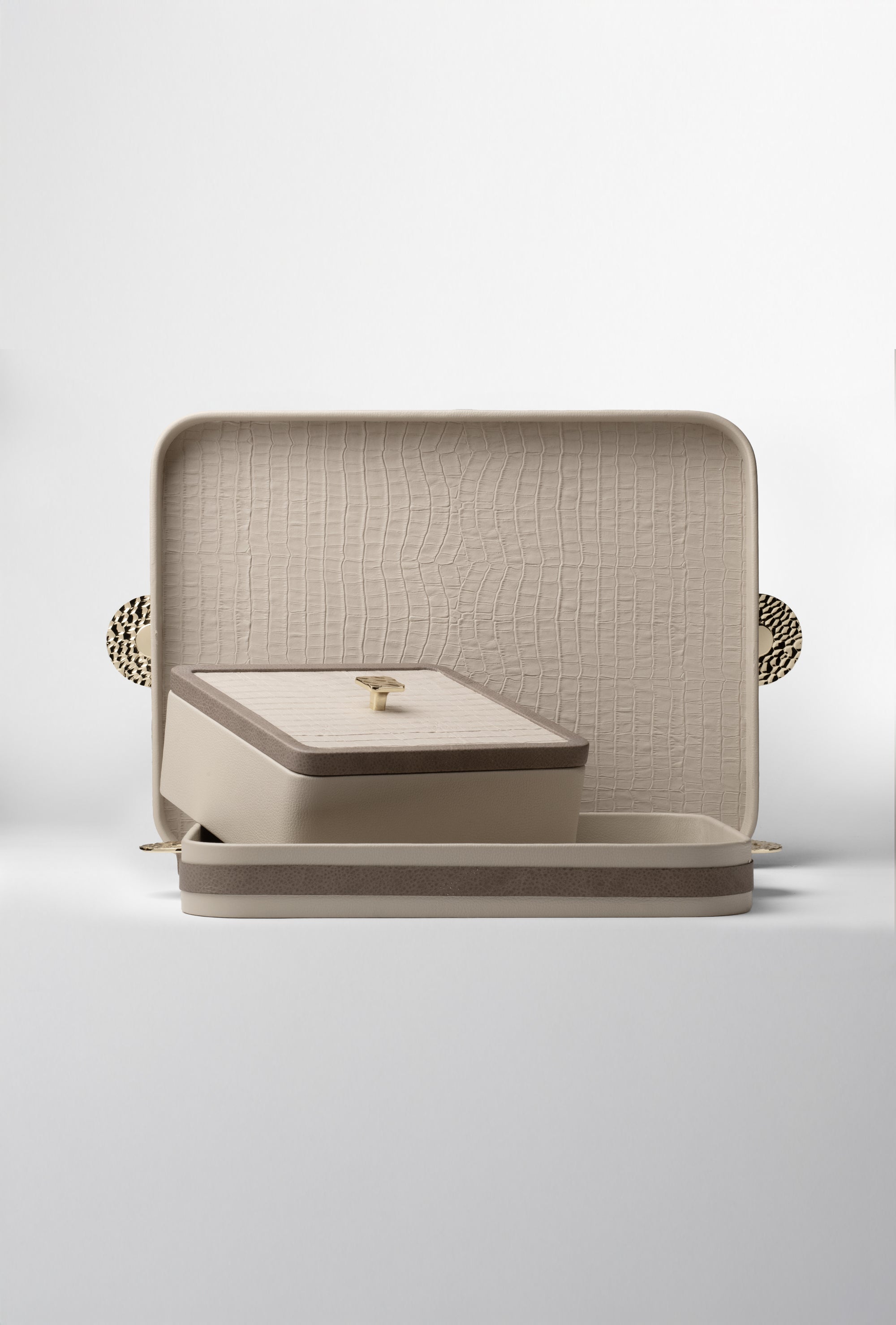 Alabaster Croc Square Box