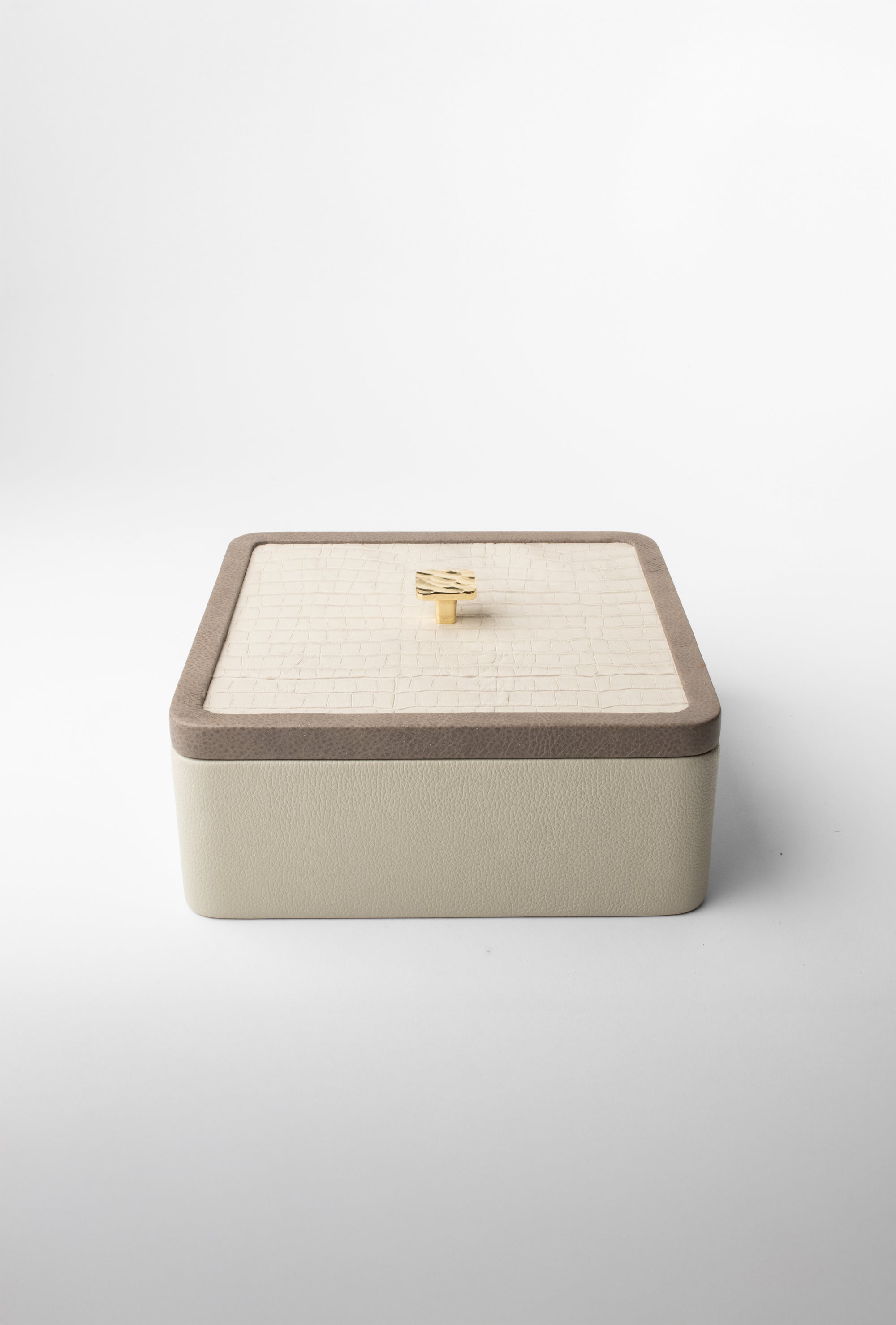 Alabaster Croc Square Box