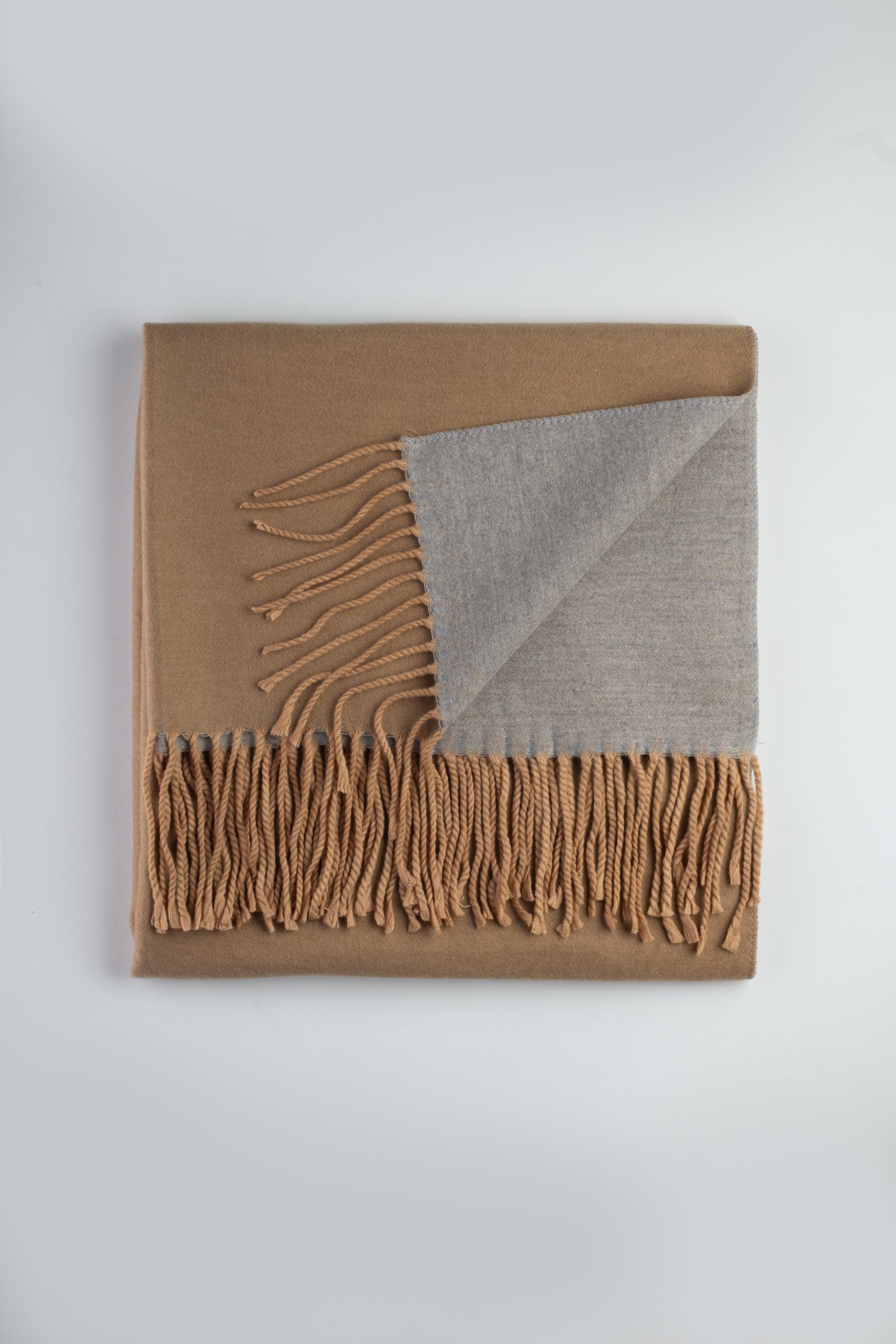 Artisanal Baby Alpaca Throw Small - Fawn / Grey