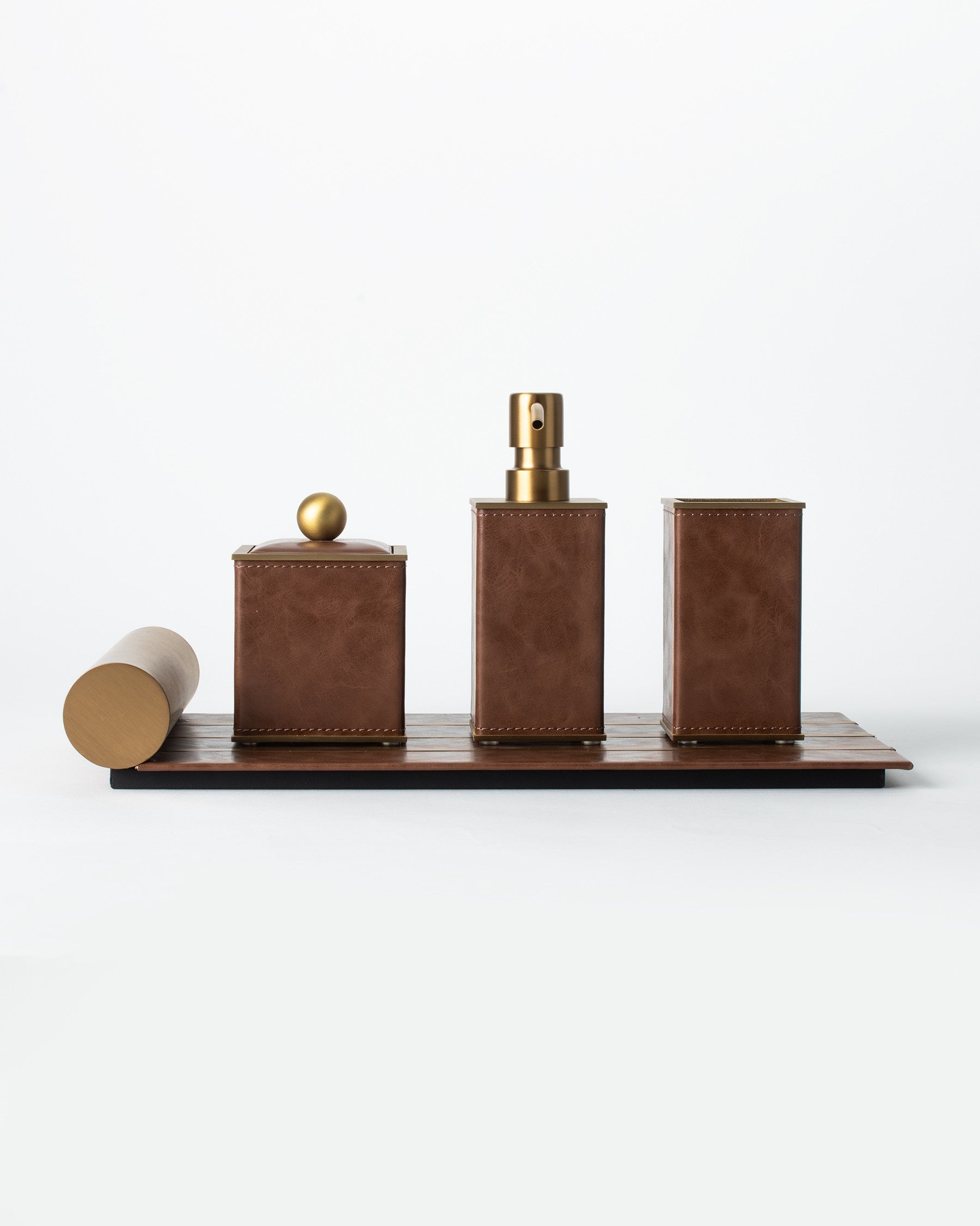 Cognac Bathroom Accessory Set